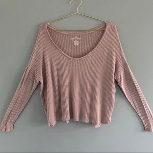 AMERICAN EAGLE Women’s Long Sleeve - Ribbed Shirt